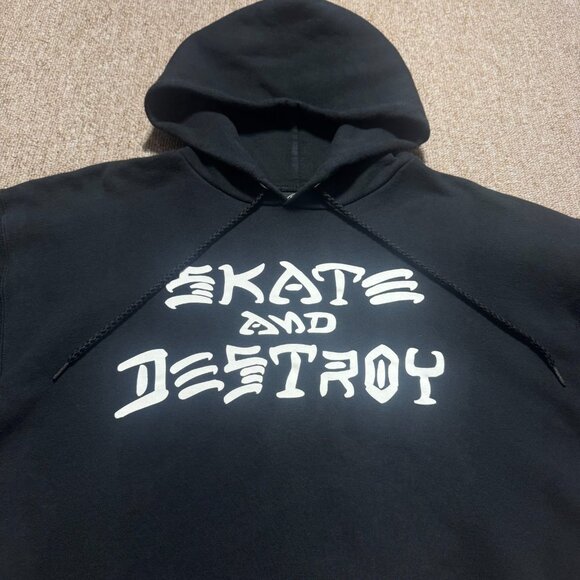 Thrasher Skate and Destroy Skateboard Pullover Hoodie Black Mens Medium - Picture 4 of 8